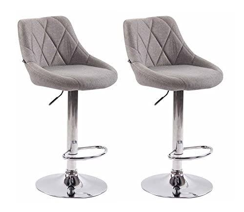 TPFLiving Barhocker Lazius 2er Set mit Rückenlehne und Fußstütze - Barstuhl 360° drehbar höhenverstellbar - verchromter Stahl - Sitzfläche: Stoff Grau TPFLiving Barhocker Lazius 2er Set mit Rückenlehne und Fußstütze - Barstuhl 360° drehbar höhenverstellbar - verchromter Stahl - Sitzfläche: Stoff Grau von TPFLiving