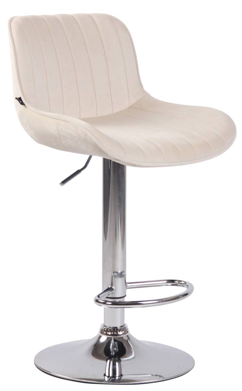 TPFLiving Barhocker Lento Gestell Metall in Chromoptik Samt - Creme von TPFLiving