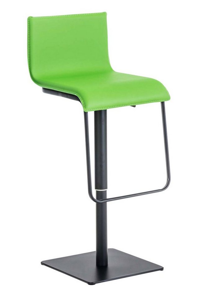 TPFLiving Barhocker Lima (mit Fußstütze - höhenverstellbar - Hocker für Theke & Küche), 360° drehbar - Metall schwarz matt - Sitzfläche: Kunstleder Grün von TPFLiving