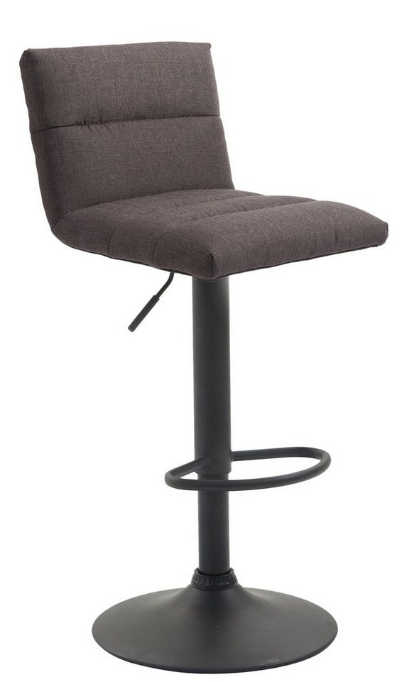TPFLiving Barhocker Limera, mit Rückenlehne und Fußstütze - Barstuhl höhenverstellbar - Hocker für Theke & Küche - Tresenhocker 360° drehbar - Stahl matt schwarz - Sitzfläche: Stoff Dunkelgrau von TPFLiving