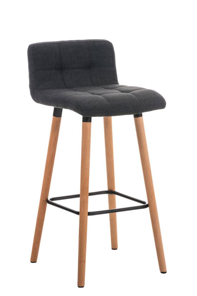 TPFLiving Barhocker London Gestell Holz Natura Stoff - Dunkelgrau von TPFLiving