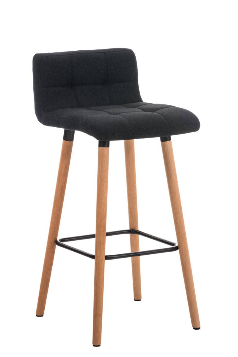 TPFLiving Barhocker London Gestell Holz Natura Stoff - Schwarz von TPFLiving