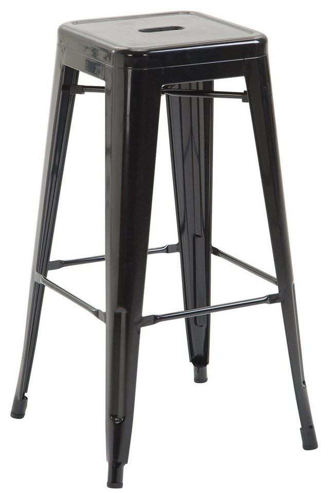 TPFLiving Barhocker Metall (Barstuhl - Tresenhocker - Thekenhocker - Hocker für Küche), Gestell Metall Schwarz - Sitzfläche: Metall Schwarz von TPFLiving