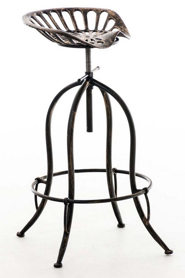 TPFLiving Barhocker Mimosa (mit angenehmer Fußstütze - Hocker für Theke & Küche), Tresenhocker mit 4-Fuß Gestell Metall bronze - Sitzfläche: Metall von TPFLiving
