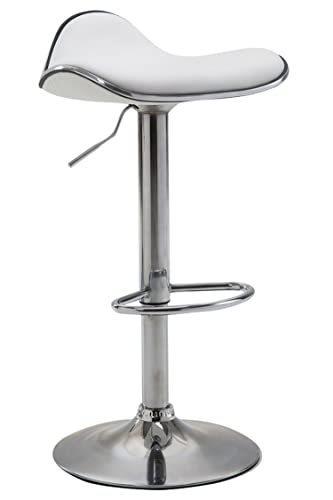TPFLiving Barhocker Shangrila mit bequemer Fußstütze - Barstuhl 360° drehbar höhenverstellbar - chromfarbener Stahl - Sitzfläche: Kunstleder Weiß von TPFLiving