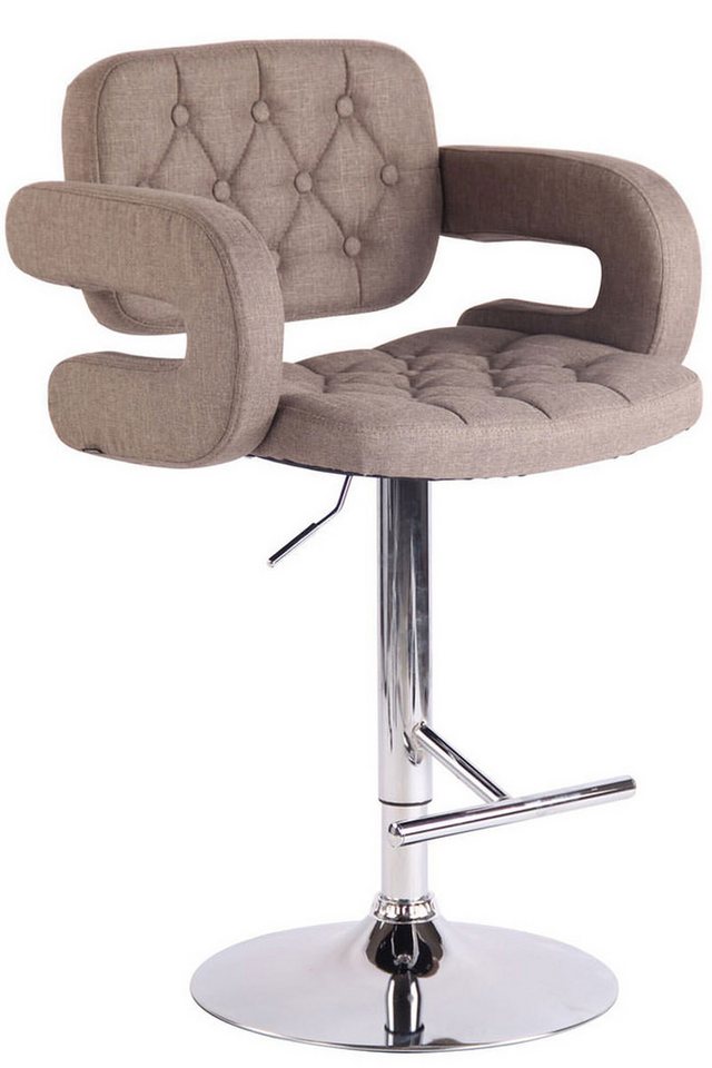 TPFLiving Barhocker Stoff (Barstuhl mit Rückenlehne und Fußstütze - Hocker für Küche), 360° drehbar - Gestell Metall chrom - Sitzfläche: Stoff Taupe von TPFLiving