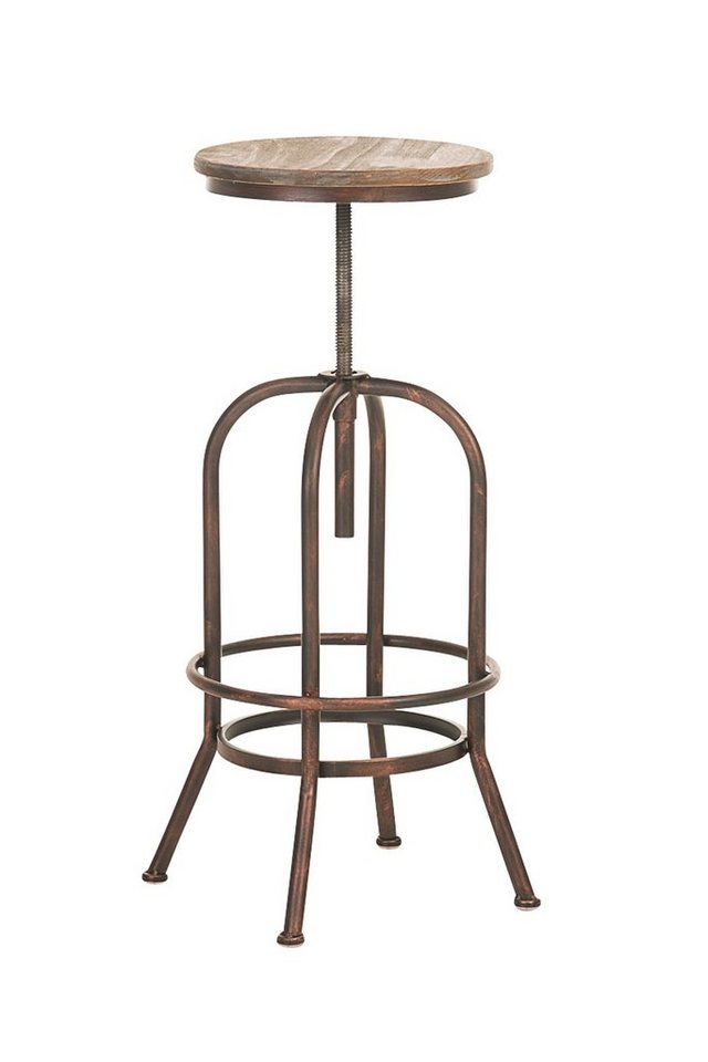 TPFLiving Barhocker Tudor (mit Fußstütze - höhenverstellbar - Hocker für Theke & Küche), 360° drehbar - Gestell: antik bronzefarbenes Metall - Sitzfläche: Holz von TPFLiving