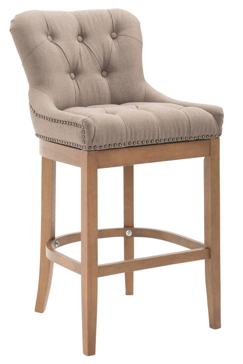 TPFLiving Barhocker Wooden Luck Gestell Holz Antik-hell Stoff - Taupe von TPFLiving