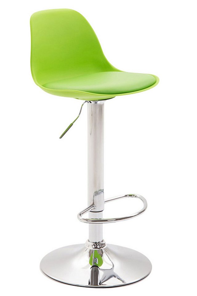 TPFLiving Barhocker höhenverstellbar (Barstuhl - Hocker für Küche - 360° drehbar - Thekenhocker), Gestell Metall Chromoptik - Sitzfläche: Kunstleder Grün von TPFLiving