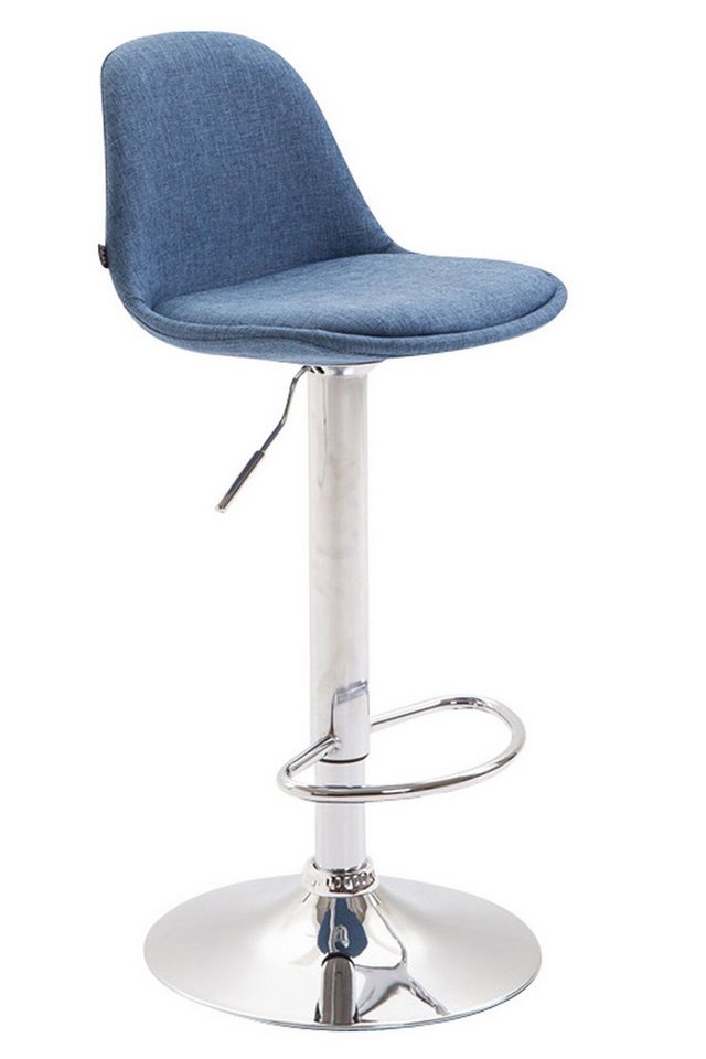 TPFLiving Barhocker höhenverstellbar (Barstuhl - Hocker für Küche - 360° drehbar - Thekenhocker), Gestell Metall chrom - Sitzfläche: Stoff Blau von TPFLiving
