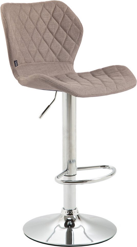 TPFLiving Barhocker höhenverstellbar (Barstuhl - Hocker für Küche - 360° drehbar - Thekenhocker), Gestell Metall chrom - Sitzfläche: Stoff Taupe von TPFLiving