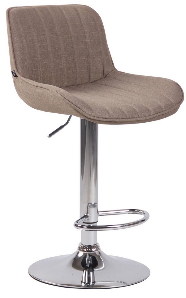 TPFLiving Barhocker höhenverstellbar (Barstuhl - Hocker für Küche - 360° drehbar - Thekenhocker), Gestell Metall mit Chromoptik - Sitzfläche: Stoff Taupe von TPFLiving