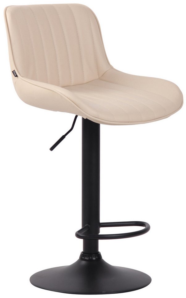 TPFLiving Barhocker höhenverstellbar (Barstuhl - Hocker für Küche - 360° drehbar - Thekenhocker), Gestell Metall schwarz - Sitzfläche: Kunstleder Creme von TPFLiving