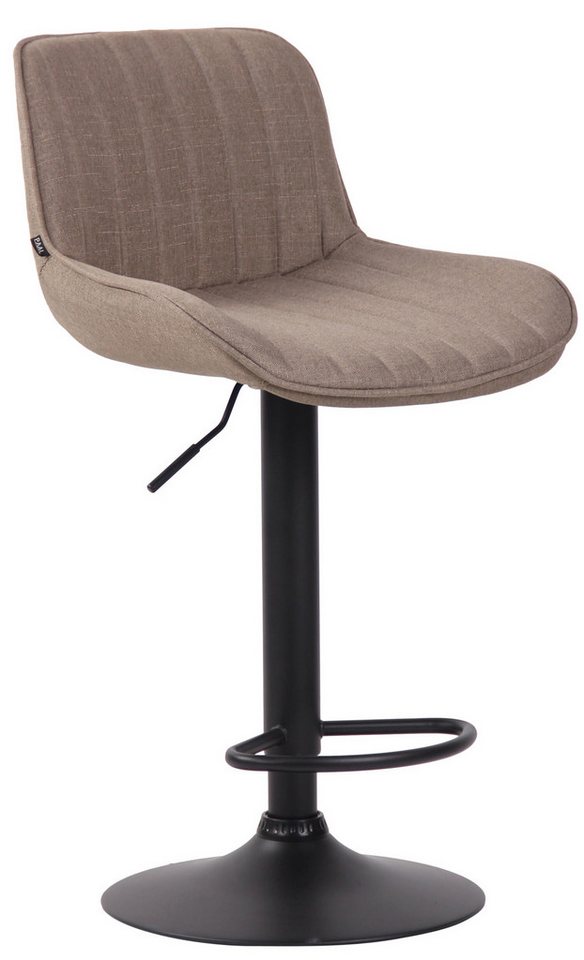 TPFLiving Barhocker höhenverstellbar (Barstuhl - Hocker für Küche - 360° drehbar - Thekenhocker), Gestell Metall schwarz - Sitzfläche: Stoff Taupe von TPFLiving