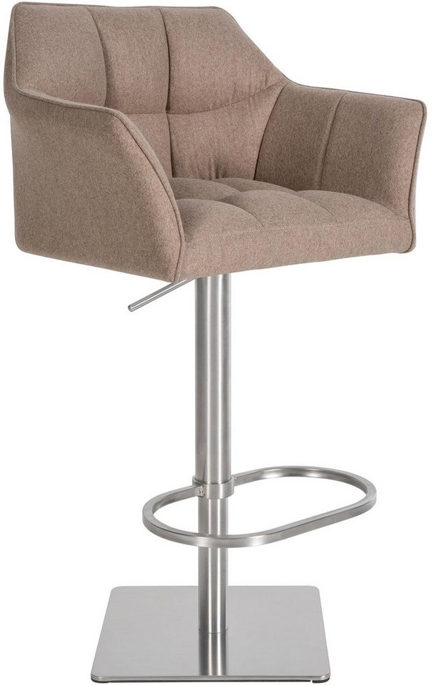 TPFLiving Barhocker höhenverstellbar (Barstuhl - Hocker für Küche - stabiles Drehgestell), Thekenstuhl mit bequemer Sitzfläche: Filz taupe von TPFLiving