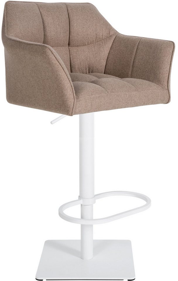 TPFLiving Barhocker höhenverstellbar (Barstuhl - Hocker für Küche - stabiles Drehgestell), Thekenstuhl mit bequemer Sitzfläche: Filz taupe von TPFLiving