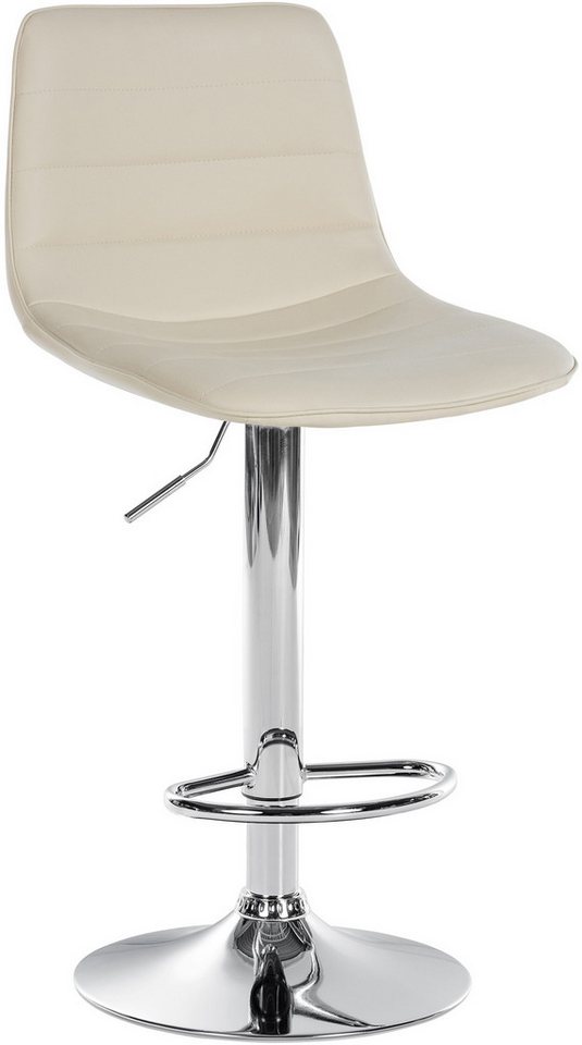 TPFLiving Barhocker höhenverstellbar (Barstuhl - Hocker für Küche - stabiles Drehgestell), Thekenstuhl mit bequemer Sitzfläche: Kunstleder creme von TPFLiving