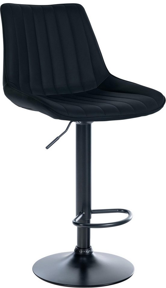 TPFLiving Barhocker höhenverstellbar (Barstuhl - Hocker für Küche - stabiles Drehgestell), Thekenstuhl mit bequemer Sitzfläche: Kunstleder schwarz von TPFLiving