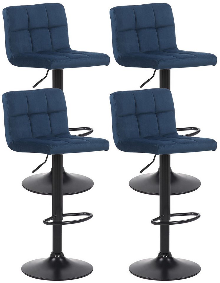 TPFLiving Barhocker höhenverstellbar (Barstuhl - Hocker für Küche - stabiles Drehgestell), Thekenstuhl mit bequemer Sitzfläche: Samt blau von TPFLiving