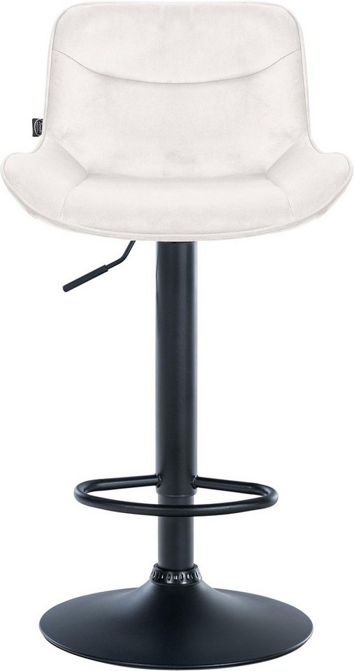TPFLiving Barhocker höhenverstellbar (Barstuhl - Hocker für Küche - stabiles Drehgestell), Thekenstuhl mit bequemer Sitzfläche: Samt creme von TPFLiving