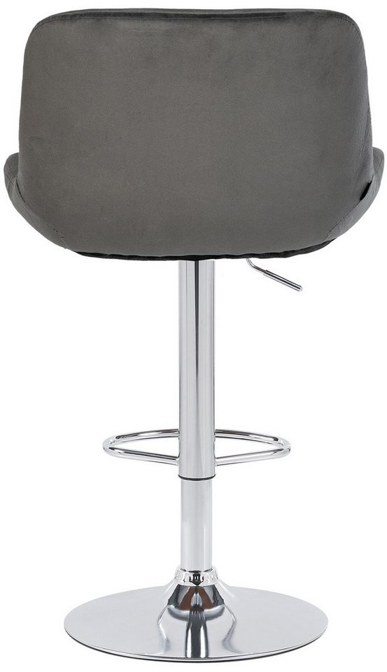 TPFLiving Barhocker höhenverstellbar (Barstuhl - Hocker für Küche - stabiles Drehgestell), Thekenstuhl mit bequemer Sitzfläche: Samt dunkelgrau von TPFLiving
