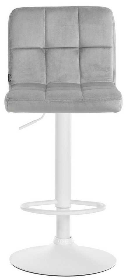 TPFLiving Barhocker höhenverstellbar (Barstuhl - Hocker für Küche - stabiles Drehgestell), Thekenstuhl mit bequemer Sitzfläche: Samt grau von TPFLiving