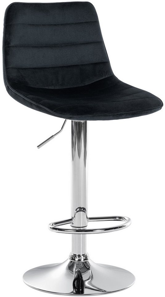 TPFLiving Barhocker höhenverstellbar (Barstuhl - Hocker für Küche - stabiles Drehgestell), Thekenstuhl mit bequemer Sitzfläche: Samt schwarz von TPFLiving
