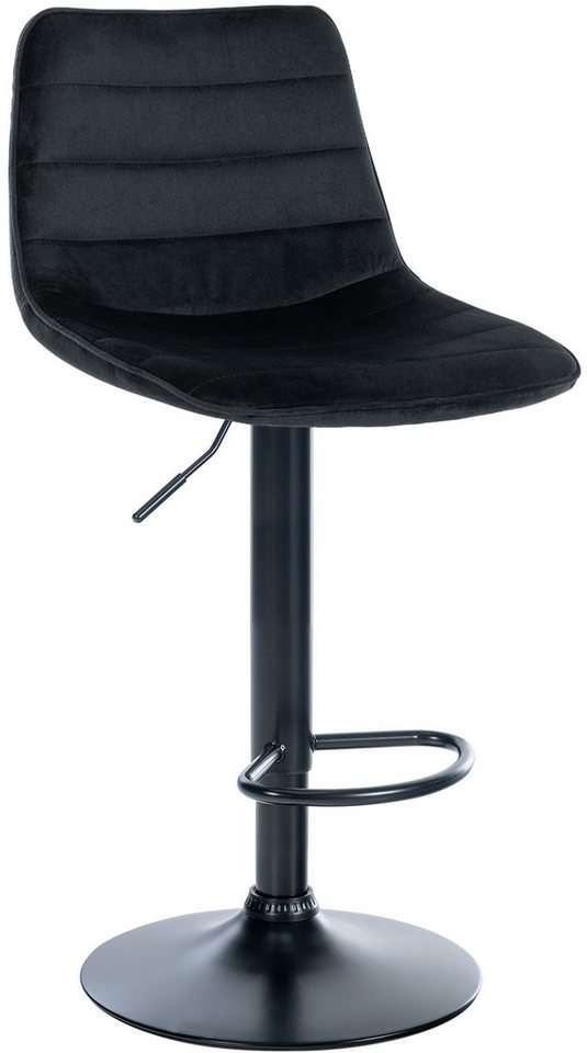 TPFLiving Barhocker höhenverstellbar (Barstuhl - Hocker für Küche - stabiles Drehgestell), Thekenstuhl mit bequemer Sitzfläche: Samt schwarz von TPFLiving
