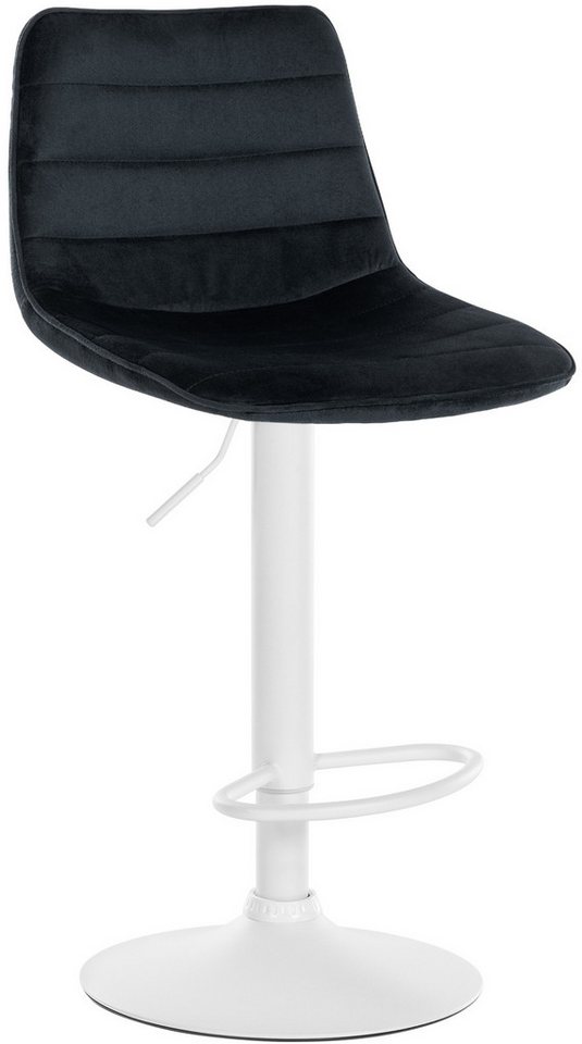 TPFLiving Barhocker höhenverstellbar (Barstuhl - Hocker für Küche - stabiles Drehgestell), Thekenstuhl mit bequemer Sitzfläche: Samt schwarz von TPFLiving