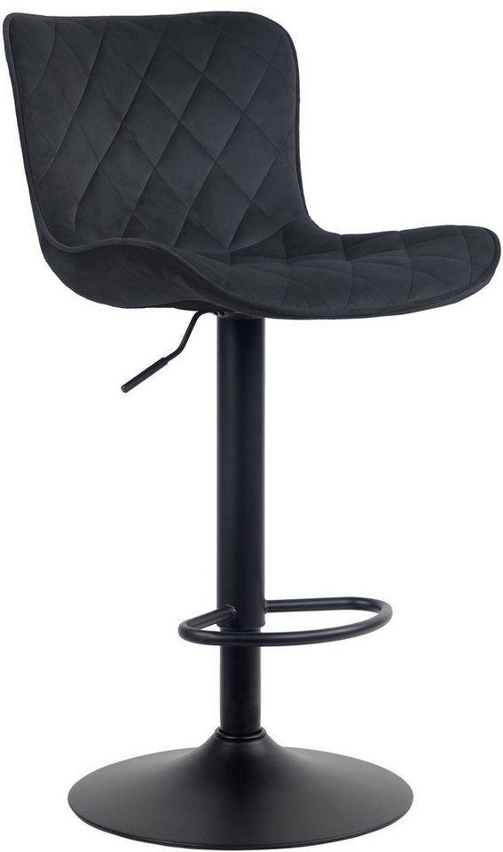 TPFLiving Barhocker höhenverstellbar (Barstuhl - Hocker für Küche - stabiles Drehgestell), Thekenstuhl mit bequemer Sitzfläche: Samt schwarz von TPFLiving