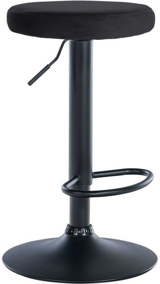 TPFLiving Barhocker höhenverstellbar (Barstuhl - Hocker für Küche - stabiles Drehgestell), Thekenstuhl mit bequemer Sitzfläche: Samt schwarz von TPFLiving