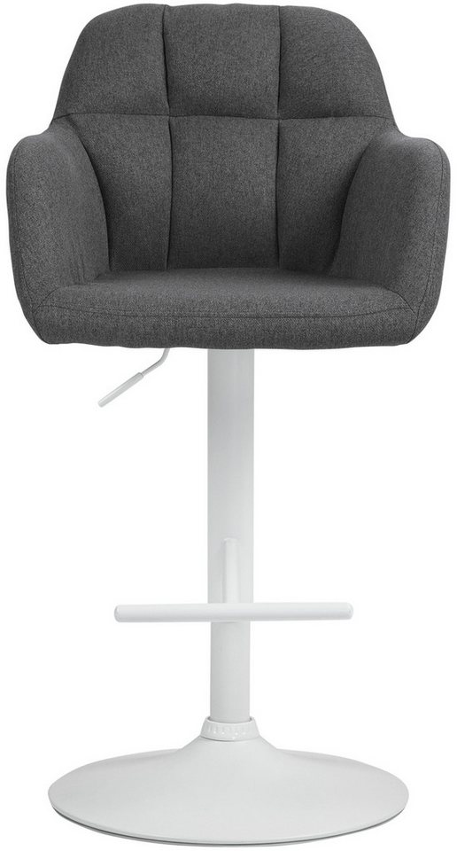 TPFLiving Barhocker höhenverstellbar (Barstuhl - Hocker für Küche - stabiles Drehgestell), Thekenstuhl mit bequemer Sitzfläche: Stoff dunkelgrau von TPFLiving