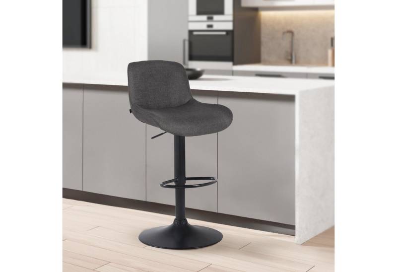 TPFLiving Barhocker höhenverstellbar (Barstuhl - Hocker für Küche - stabiles Drehgestell), Thekenstuhl mit bequemer Sitzfläche: Stoff dunkelgrau von TPFLiving
