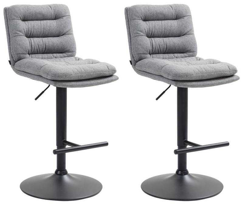 TPFLiving Barhocker höhenverstellbar (Barstuhl - Hocker für Küche - stabiles Drehgestell), Thekenstuhl mit bequemer Sitzfläche: Stoff grau von TPFLiving