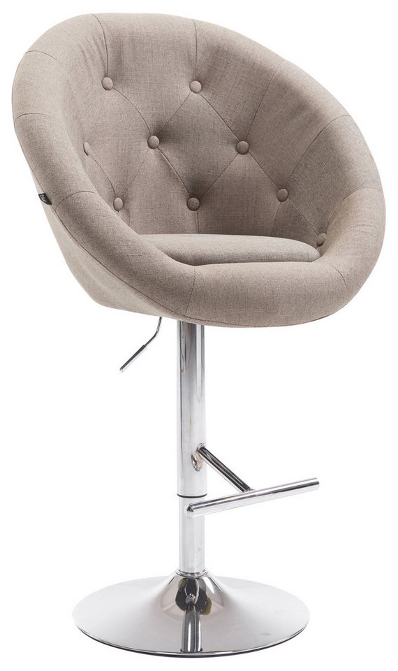 TPFLiving Barhocker höhenverstellbar (Barstuhl - Hocker für Küche - stabiles Drehgestell), Thekenstuhl mit bequemer Sitzfläche: Stoff taupe von TPFLiving