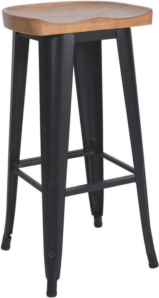 TPFLiving Barhocker höhenverstellbar (Barstuhl - Hocker für Küche - stabiles Vierfußgestell), Thekenstuhl mit bequemer Sitzfläche: schwarz von TPFLiving