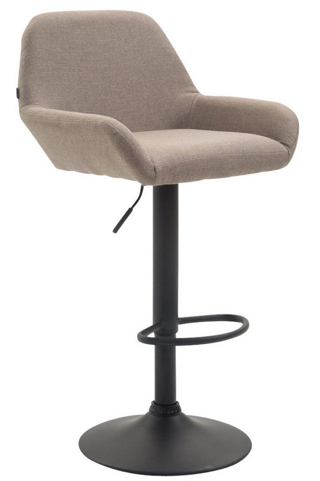 TPFLiving Barhocker höhenverstellbar (Barstuhl - Thekenhocker - Hocker für Küche - Sitzfläche 360° drehbar), Gestell Metall schwarz matt - Sitzfläche: Stoff Taupe von TPFLiving
