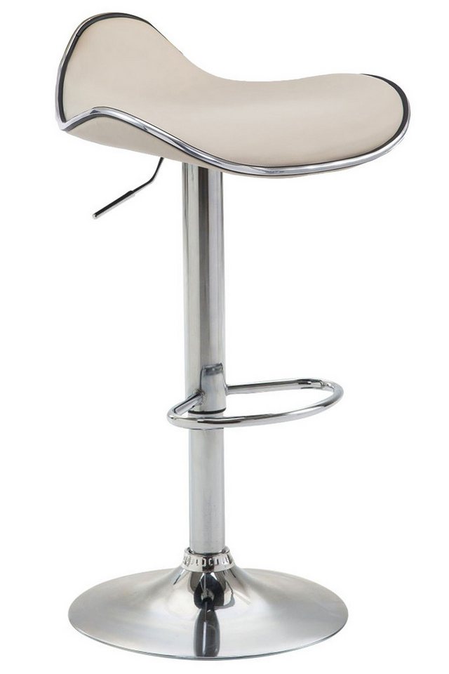 TPFLiving Barhocker höhenverstellbar (Barstuhl - Thekenhocker - Hocker für Küche - Tresenhocker), 360° drehbar - chromfarbener Stahl - Sitzfläche: Kunstleder Creme von TPFLiving