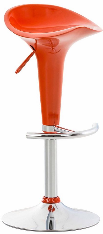 TPFLiving Barhocker höhenverstellbar (Barstuhl - Tresenhocker - Thekenhocker - Hocker für Küche), 360° drehbar - Gestell: Metall chrom - Sitzfläche: Kunststoff Orange von TPFLiving