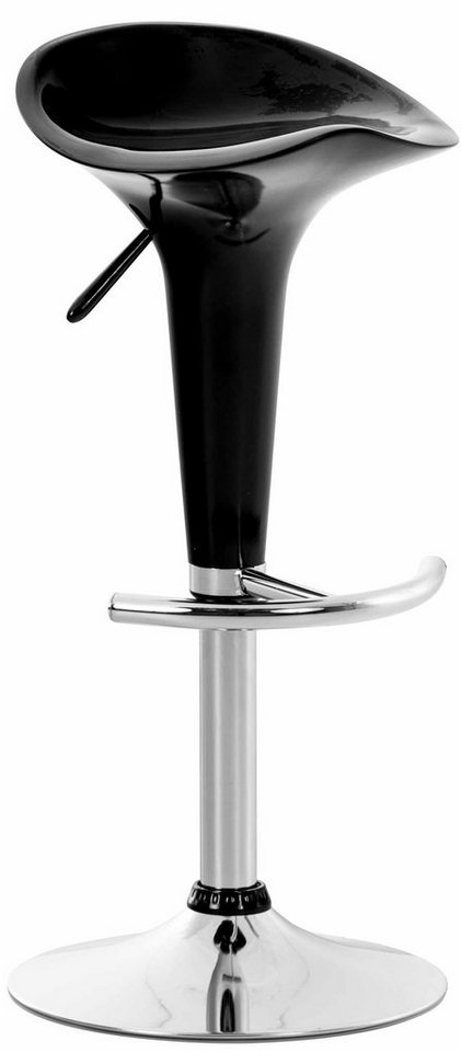 TPFLiving Barhocker höhenverstellbar (Barstuhl - Tresenhocker - Thekenhocker - Hocker für Küche), 360° drehbar - Gestell: Metall chrom - Sitzfläche: Kunststoff Schwarz von TPFLiving