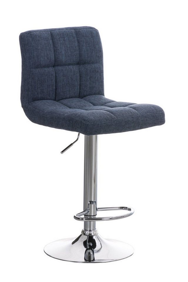 TPFLiving Barhocker höhenverstellbar (Barstuhl - Tresenhocker - Thekenhocker - Hocker für Küche), 360° drehbar - chromfarbener Stahl - Sitzfläche: Stoff Blau von TPFLiving