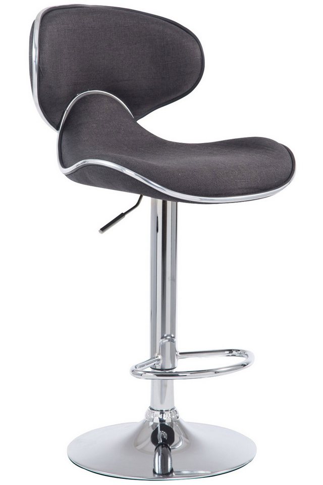 TPFLiving Barhocker höhenverstellbar (Barstuhl mit Rückenlehne- - Thekenhocker - Hocker für Küche), 360° drehbar - Gestell: Metall chrom - Sitzfläche: Stoff Dunkelgrau von TPFLiving