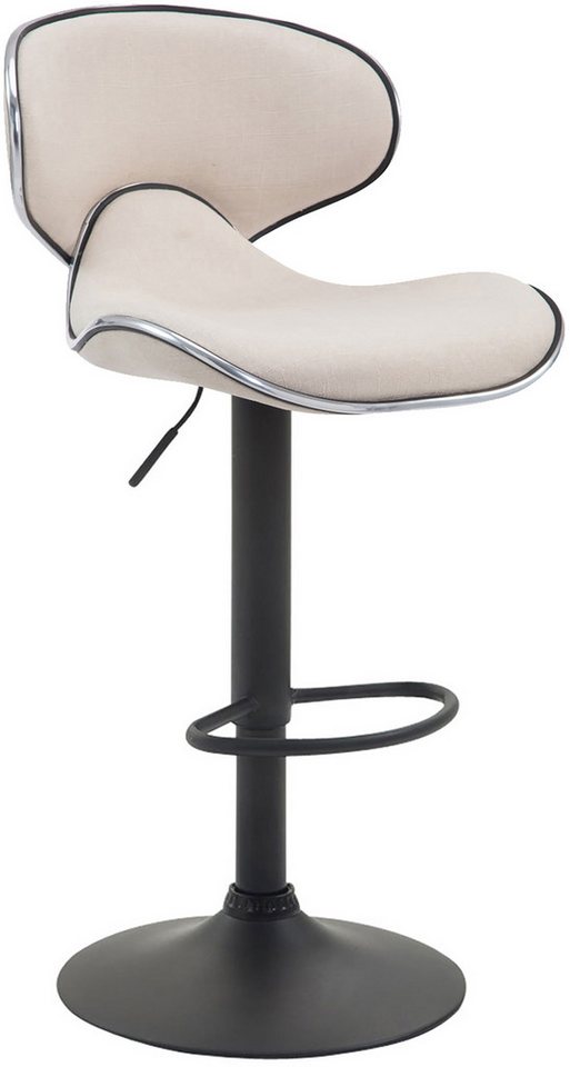 TPFLiving Barhocker höhenverstellbar (Barstuhl mit Rückenlehne- - Thekenhocker - Hocker für Küche), 360° drehbar - Gestell: Metall schwarz - Sitzfläche: Stoff Creme von TPFLiving