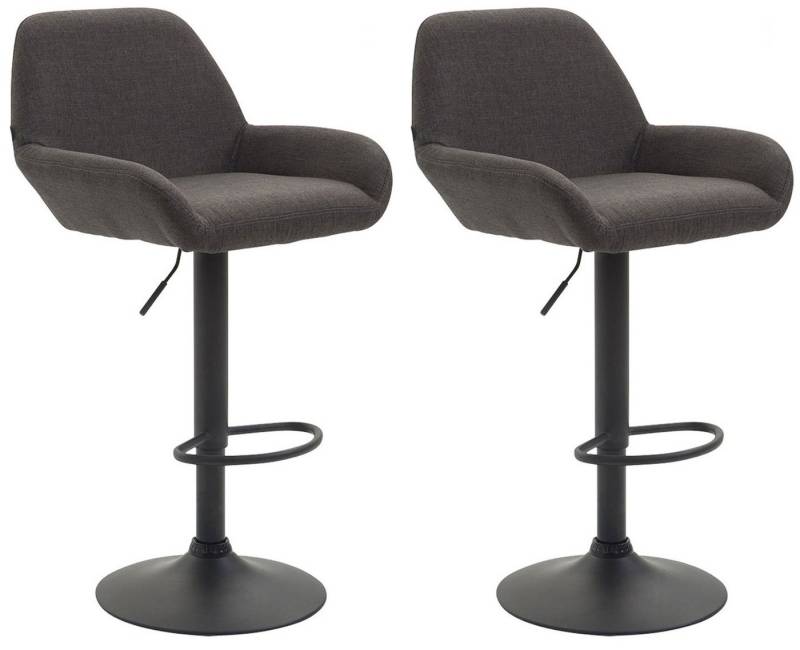 TPFLiving Barhocker höhenverstellbar (Set, 2 St., Barstuhl - Thekenhocker - Hocker für Küche - Sitzfläche 360° drehbar), Gestell Metall schwarz matt - Sitzfläche: Stoff Dunkelgrau von TPFLiving
