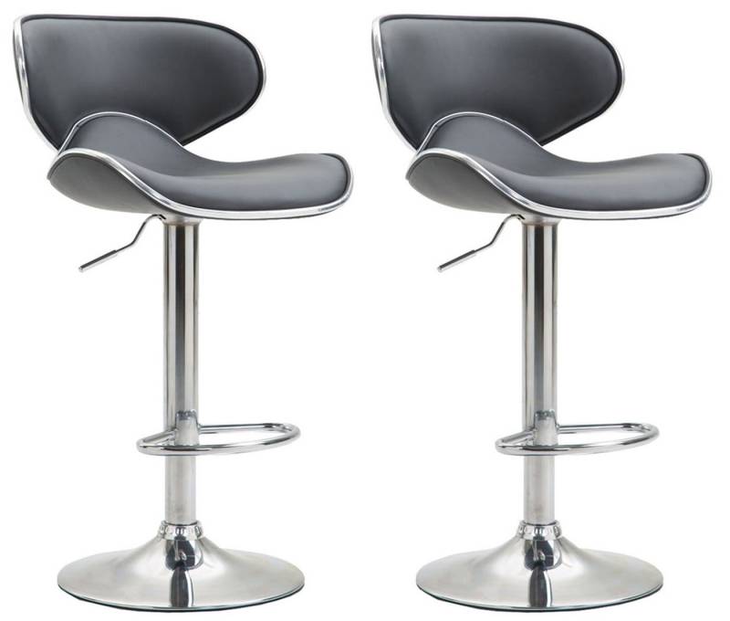 TPFLiving Barhocker höhenverstellbar (Set, 2 St., Barstuhl mit Rückenlehne- - Thekenhocker - Hocker für Küche), 360° drehbar - Gestell: Metall chrom - Sitzfläche: Kunstleder Grau von TPFLiving