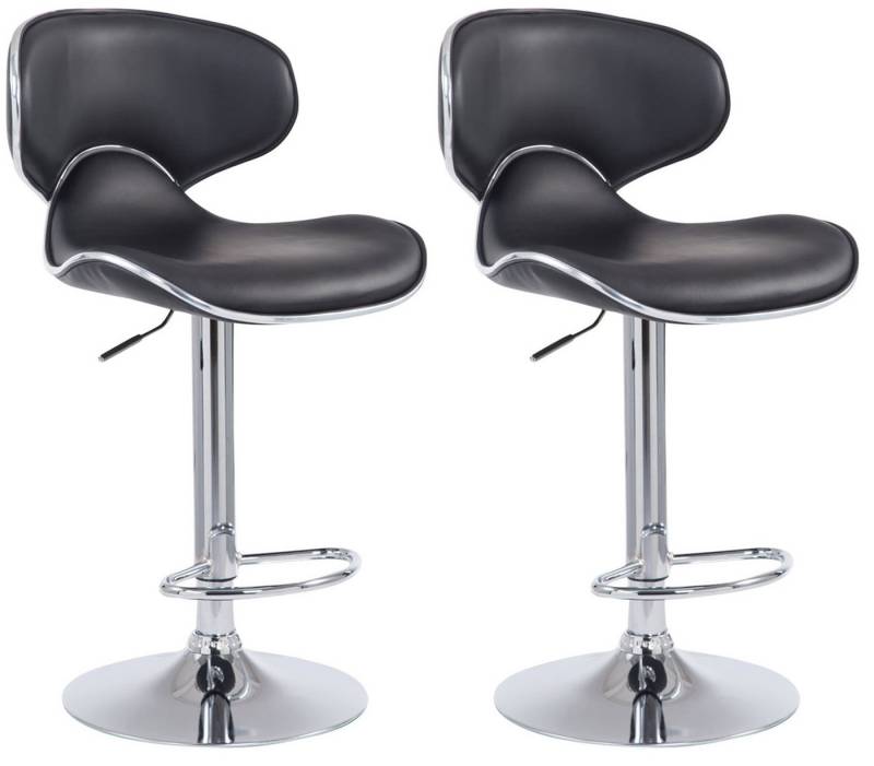 TPFLiving Barhocker höhenverstellbar (Set, 2 St., Barstuhl mit Rückenlehne- - Thekenhocker - Hocker für Küche), 360° drehbar - Gestell: Metall chrom - Sitzfläche: Kunstleder Schwarz von TPFLiving
