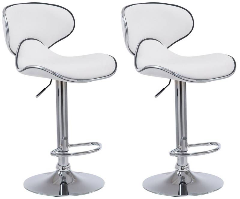 TPFLiving Barhocker höhenverstellbar (Set, 2 St., Barstuhl mit Rückenlehne- - Thekenhocker - Hocker für Küche), 360° drehbar - Gestell: Metall chrom - Sitzfläche: Kunstleder Weiß von TPFLiving