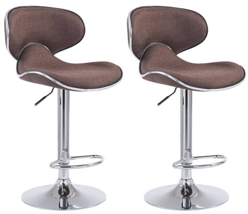 TPFLiving Barhocker höhenverstellbar (Set, 2 St., Barstuhl mit Rückenlehne- - Thekenhocker - Hocker für Küche), 360° drehbar - Gestell: Metall chrom - Sitzfläche: Stoff Braun von TPFLiving