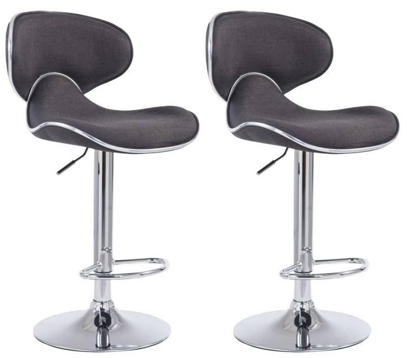 TPFLiving Barhocker höhenverstellbar (Set, 2 St., Barstuhl mit Rückenlehne- - Thekenhocker - Hocker für Küche), 360° drehbar - Gestell: Metall chrom - Sitzfläche: Stoff Dunkelgrau von TPFLiving