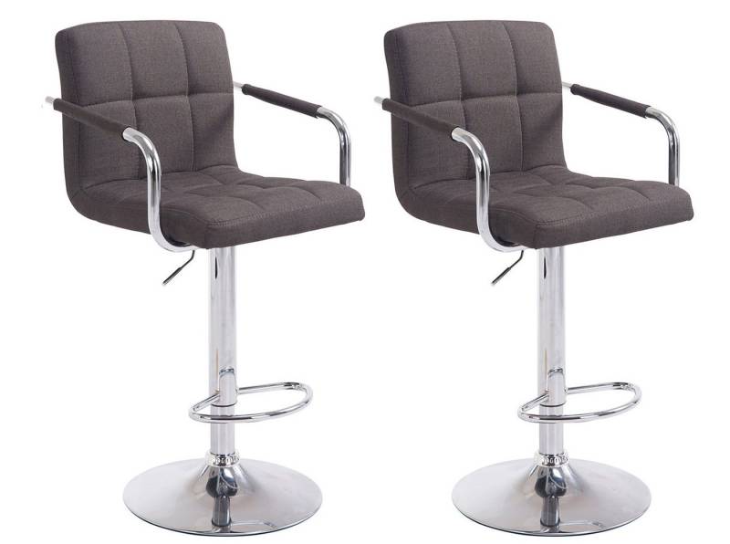 TPFLiving Barhocker höhenverstellbar (Set, 2 St., Barstuhl mit Rückenlehne - Thekenhocker - Hocker für Küche), 360° drehbar - Gestell: Metall chrom - Sitzfläche: Stoff Dunkelgrau von TPFLiving